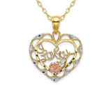 14K Yellow and Rose Gold I LOVE YOU Heart Charm Pendant Necklace with Chain