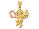 14K Yellow Gold Satin Angel Charm Pendant Necklace (NO CHAIN)