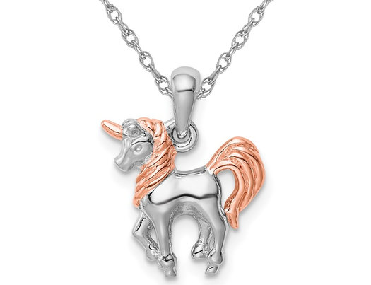 Sterling Silver Unicorn Charm Pendant Necklace with Chain
