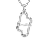 Sterling Silver Double Heart Pendant Necklace with Chain