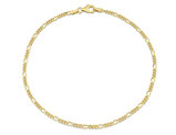 Figaro Chain Anklet in Yellow Plated Sterling Silver (9.00 inches) 