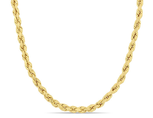 14K Yellow Gold  Rope Chain Necklace (24 Inches)