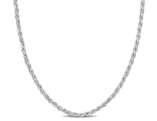Sterling Silver Rope Chain Necklace with Lobster Clasp (18 inches 2.2mm)