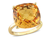 15.00 Carat (ctw) Cushion-Cut Citrine Ring in 14K Yellow Gold