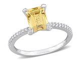 1.50 Carat (ctw) Citrine Ring in 10K White Gold with Diamonds