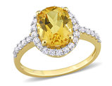 4.00 Carat (ctw) Citrine and Lab-Created White Topaz Halo Ring in 10K Yellow Gold