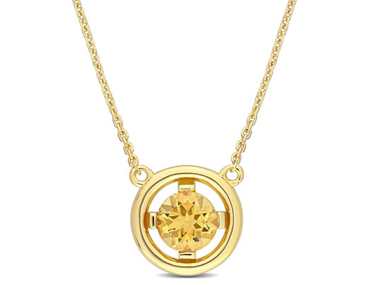 3/4 Carat (ctw) Citrine Solitaire Pendant Necklace in 10K Yellow Gold with Chain