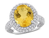5.64 Carat (ctw) Citrine and White Topaz Halo Ring in Sterling Silver