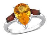 3.50 Carat (ctw) Citrine and Garnet Ring in 10K White Gold