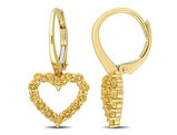 1.12 Carat (ctw) Citrine Heart Leverback Earrings in 10K Yellow Gold