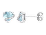 2.00 Carat (ctw) Blue Topaz Heart Solitaire Earrings in Sterling Silver