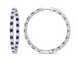 10.44 Carat (ctw) Lab-Created Blue and White Sapphire Hoop Earrings in Sterling Silver