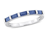 7/8 Carat (ctw) Blue Sapphire Ring Band in 10K White Gold
