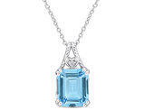 7 1/2 Carat (ctw) Blue Topaz Pendant Necklace in Sterling Silver with Chain