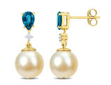 8.5-9mm Golden South Sea Pearl Drop Earrings in 14K Yellow Gold