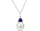 9-9.5mm White Freshwater Cultured Drop Pearl Pendant Necklace in 14K Yellow Gold with Chain
