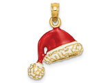 14K Yellow Gold Santa Hat Charm Pendant Necklace (NO CHAIN)