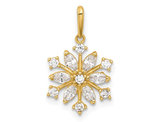 14K Yellow Gold Snowflake Charm Pendant with Cubic Zirconias (NO CHAIN)