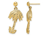 Palm Tree Dangle Earrings in 14K Yellow Gold