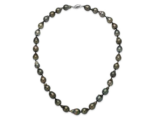 Saltwater Cultured Tahitian Pearl Necklace (8-11mm) in 14K White Gold