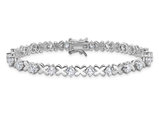 Sterling Silver X-O Fancy Bracelet with Synthetic Cubic Zirconias 