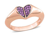 1/5 Carat (ctw) African Amethyst Promise Heart Ring in Rose Plated Sterling Silver