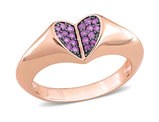 1/5 Carat (ctw) African Amethyst Promise Heart Ring in Rose Plated Sterling Silver