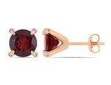 4.00 Carat (ctw) Garnet Solitaire Stud Earrings in 10K Rose Pink Gold
