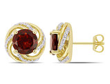 4.28 Carat (ctw) Garnet and White Topaz Swirl Earrings in Yellow Sterling Silver