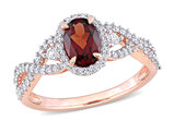 1.00 Carat (ctw) Garnet and White Sapphire Ring in 10K Rose Pink Gold