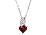 1.40 Carat (ctw) Garnet Heart Pendant Necklace in Sterling Silver with Chain