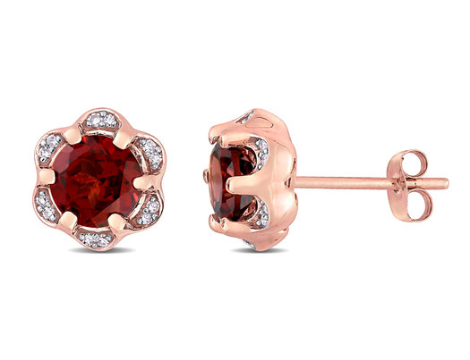 2.00 Carat (ctw) Garnet Swirl Earrings in 14K Rose Pink Gold