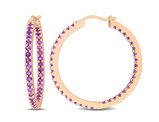 1.50 Carat (ctw) Amethyst In and Out Hoop Earrings in 14K Rose Pink Gold