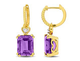 6.40 Carat (ctw) Amethyst Dangle Earrings in Yellow Plated Sterling