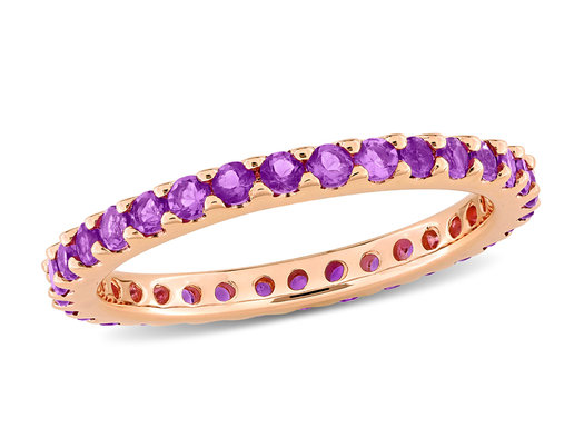 7/8 Carat (ctw) Amethyst Eternity Ring Band in 14K Rose Pink Gold