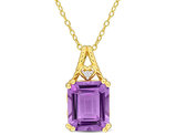 5.00 Carat (ctw) Amethyst Octagon Pendant Necklace in Yellow Sterling Silver with Chain