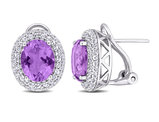 5.44 Carat (ctw) Amethyst and White Topaz Earrings in Sterling Silver