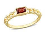 1/3 Carat (ctw) Natural Garnet Link Ring in 14K Yellow Gold