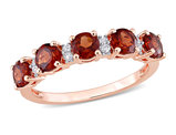 1.45 Carat (ctw) Garnet Five Stone Band Ring in Rose Plated Silver