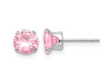 6.5mm Pink Cubic Zirconia Solitaire Stud Earrings in 14K White Gold