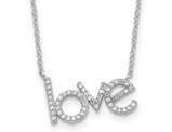 Sterling Silver LOVE Charm Necklace with Cubic Zirconias