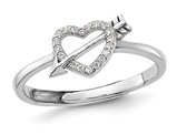 Sterling Silver Heart and Arrow Ring with Synthetic Cubic Zirconias