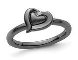 Black Plated Sterling Silver Heart Ring