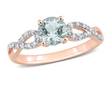 3/4 Carat (ctw) Aquamarine Infinity Ring with Diamonds in 10K Rose Gold