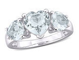 2.80 Carat (ctw) Aquamarine Three Stone Heart Ring in Sterling Silver