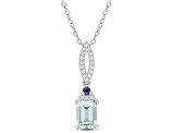 1.00 Carat (ctw) Aquamarine and Blue Sapphire Pendant Necklace in Sterling Silver with Chain