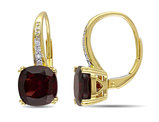 6.16 Carat (ctw) Garnet Dangle Earrings in 10K Yellow Gold