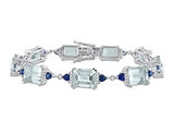 19.80 Carat (ctw) Aquamarine and Blue Sapphire Bracelet in 14K White Gold with Diamonds