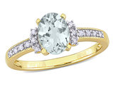 1.00 Carat (ctw) Oval Aquamarine Ring in Yellow Plated Sterling Silver