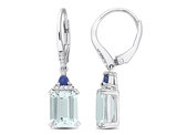 4.10 Carat (ctw) Aquamarine and Blue Sapphire Dangle Earrings in Sterling Silver